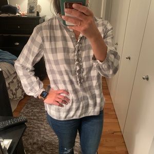 Jcrew factory mercantile gray and white top size M